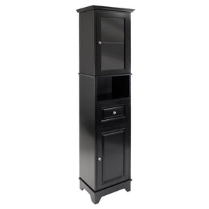 Winsome Wood Alps Versatile Tall Storage Cabinet In Black – Stylish Organization With Adjustable Shelves & Glass Doors Black Solid ,Composite Wood 20871-winsome-wood