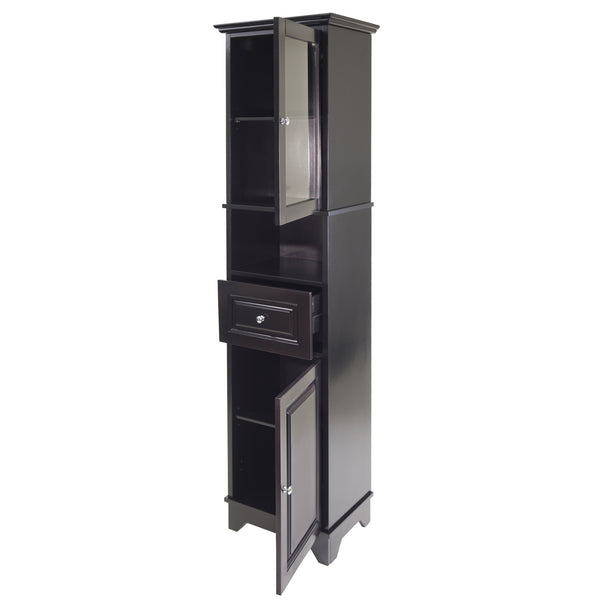 Winsome Wood Alps Versatile Tall Storage Cabinet In Black – Stylish Organization With Adjustable Shelves & Glass Doors Black Solid ,Composite Wood 20871-winsome-wood