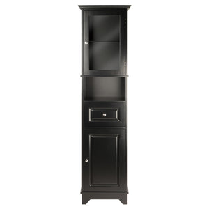 Winsome Wood Alps Versatile Tall Storage Cabinet In Black – Stylish Organization With Adjustable Shelves & Glass Doors Black Solid ,Composite Wood 20871-winsome-wood