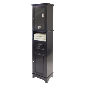 Winsome Wood Alps Versatile Tall Storage Cabinet In Black – Stylish Organization With Adjustable Shelves & Glass Doors Black Solid ,Composite Wood 20871-winsome-wood