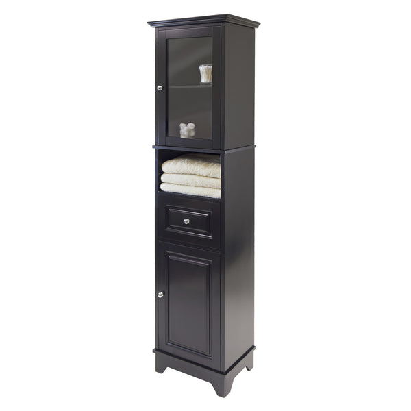 Winsome Wood Alps Versatile Tall Storage Cabinet In Black – Stylish Organization With Adjustable Shelves & Glass Doors Black Solid ,Composite Wood 20871-winsome-wood
