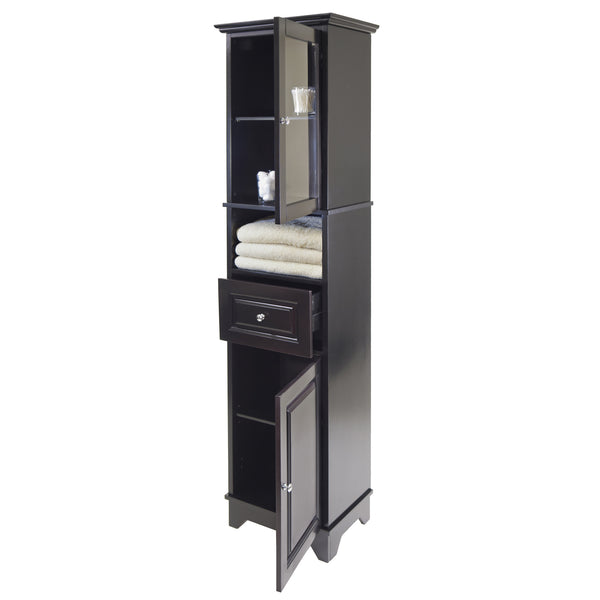 Winsome Wood Alps Versatile Tall Storage Cabinet In Black – Stylish Organization With Adjustable Shelves & Glass Doors Black Solid ,Composite Wood 20871-winsome-wood