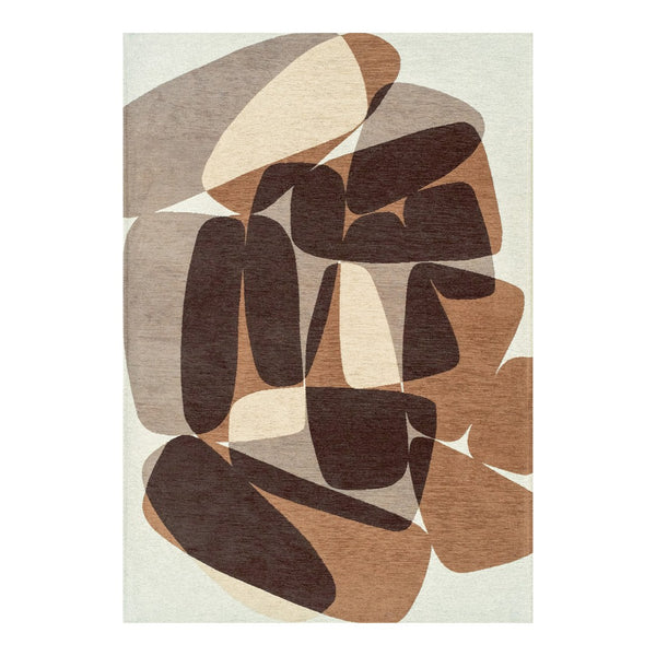 Louis de Poortere Gallery Collection Stones Low Pile Area Rug with Organic Pebble Pattern for Modern Interiors Cookie 4'7 x 6'7 120262