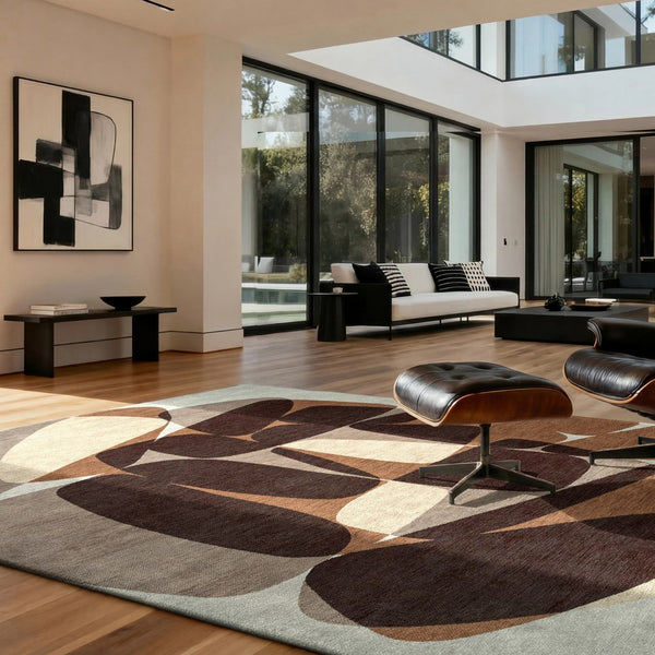 Louis de Poortere Gallery Collection Stones Low Pile Area Rug with Organic Pebble Pattern for Modern Interiors Cookie 4'7 x 6'7 120262