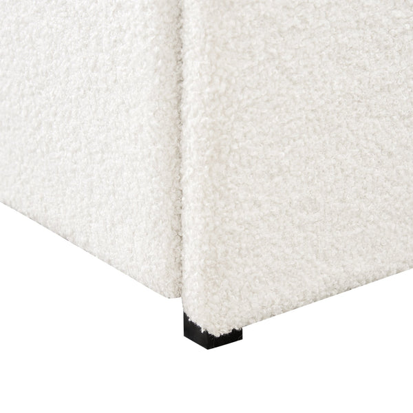 English Elm Liv Patented 2-Drawers Storage Bed Queen Ivory Boucle Upholstered Platform with Dust-Proof Drawers and Soft-Close Gliding System B083P156198