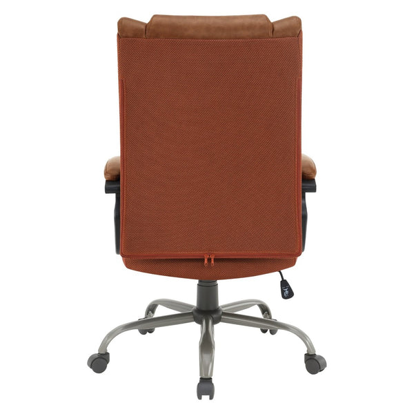 OSP Home Furnishings Execuative High Back Faux Leather Office Chair with Lumbar Support and Pneumatic Lift High-Back Saddle FL14570-U41