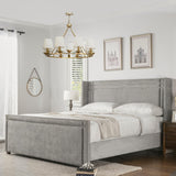 English Elm Elle Wingback Upholstered King Bed, Silver Grey Polyester