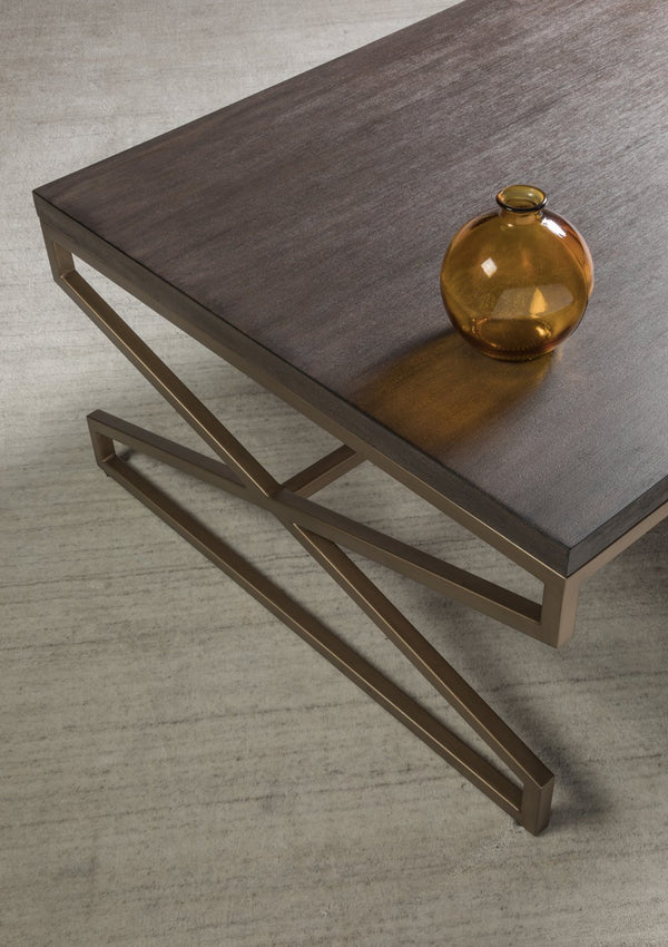 Lexington Artistica Home Edict Rectangular Cocktail Table - Elegant Mahogany Design With Modern Steel Base For Every Room Antico Wood 2088-945-39