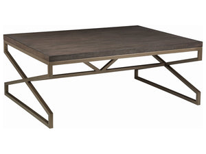 Lexington Artistica Home Edict Rectangular Cocktail Table - Elegant Mahogany Design With Modern Steel Base For Every Room Antico Wood 2088-945-39