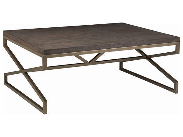 Lexington Artistica Home Edict Rectangular Cocktail Table - Elegant Mahogany Design With Modern Steel Base For Every Room Antico Wood 2088-945-39