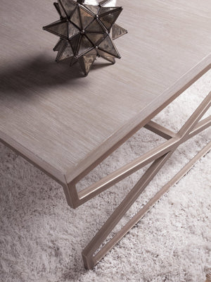 Lexington Artistica Home Edict Rectangular Cocktail Table - Elegant Mahogany Design With Modern Steel Base For Every Room Bianco Wood 2088-945-40