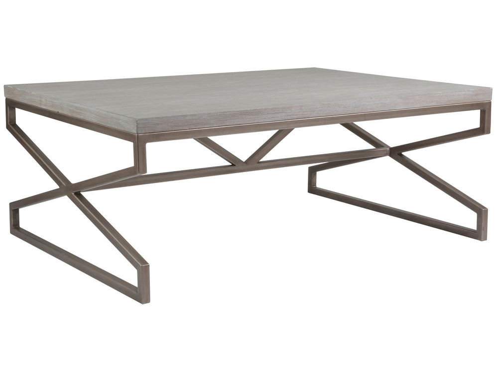 Lexington Artistica Home Edict Rectangular Cocktail Table - Elegant Mahogany Design With Modern Steel Base For Every Room Bianco Wood 2088-945-40