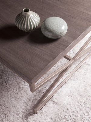 Lexington Artistica Home Edict Rectangular Cocktail Table - Elegant Mahogany Design With Modern Steel Base For Every Room Grigio Wood 2088-945-41