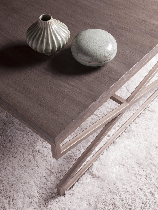 Lexington Artistica Home Edict Rectangular Cocktail Table - Elegant Mahogany Design With Modern Steel Base For Every Room Grigio Wood 2088-945-41