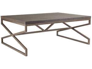 Lexington Artistica Home Edict Rectangular Cocktail Table - Elegant Mahogany Design With Modern Steel Base For Every Room Grigio Wood 2088-945-41