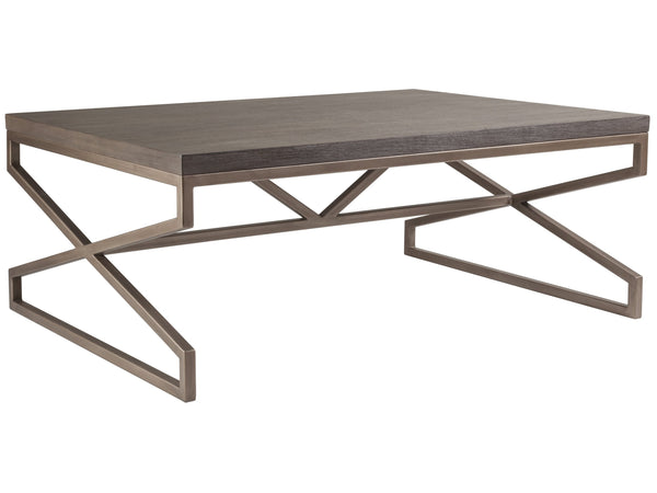 Lexington Artistica Home Edict Rectangular Cocktail Table - Elegant Mahogany Design With Modern Steel Base For Every Room Grigio Wood 2088-945-41