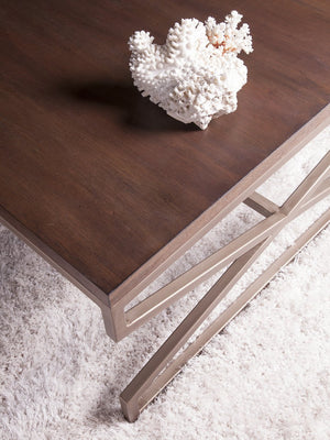 Lexington Artistica Home Edict Rectangular Cocktail Table - Elegant Mahogany Design With Modern Steel Base For Every Room Marrone Wood 2088-945-42