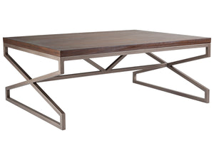 Lexington Artistica Home Edict Rectangular Cocktail Table - Elegant Mahogany Design With Modern Steel Base For Every Room Marrone Wood 2088-945-42