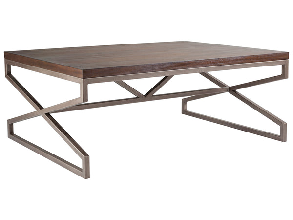 Lexington Artistica Home Edict Rectangular Cocktail Table - Elegant Mahogany Design With Modern Steel Base For Every Room Marrone Wood 2088-945-42