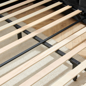 English Elm Full Size Upholstered Tufted Bed Frame In Luxurious Black Velvet - Stylish Sofa Bed With Armrests W487S00331