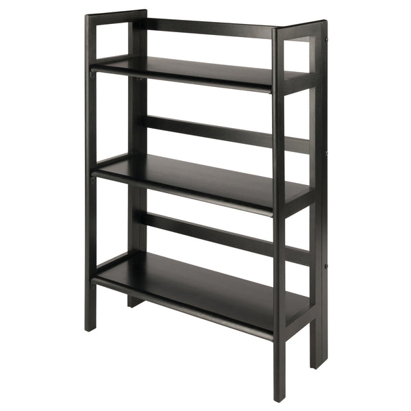 Winsome Wood Terry 3-tier Foldable Shelf - Versatile Storage Solution In Black For Home Office & Laundry Room Black Solid Wood 20896-winsome-wood