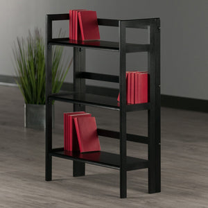 Winsome Wood Terry 3-tier Foldable Shelf - Versatile Storage Solution In Black For Home Office & Laundry Room Black Solid Wood 20896-winsome-wood