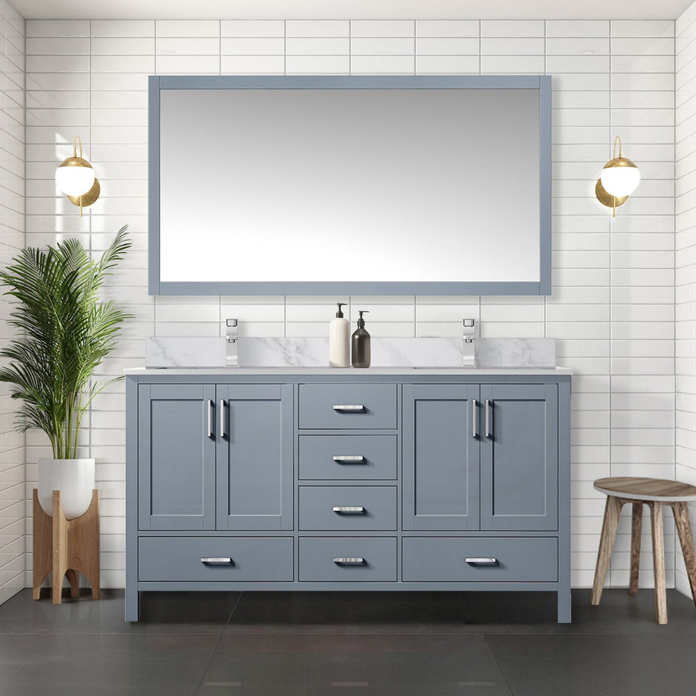 English Elm Dark Grey Double Bath Vanity With Mirror - 60" W X 22" D, Stylish Storage & Easy Installation! B2731S00515