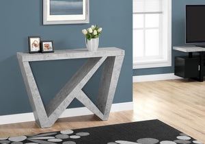 English Elm Accent Modern Console Table with Cement-Look Top and Angular Base for Entryway, Living Room Storage Grey 54 L x 14 W x 14 H B2710P219037