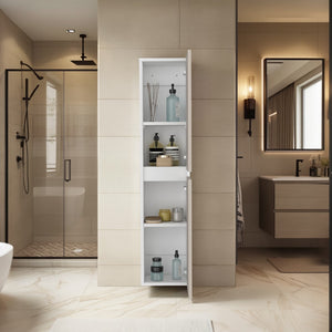 English Elm Nettleton Two Door Wall Cabinet White Finish Vertical Storage for Living Rooms B092P390613