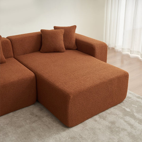 English Elm Modular Sectional Couch - Cozy Sherpa L-Shape 5-Seater Sofa With Chaise For Modern Living Spaces W1765S00085