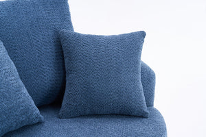 English Elm 360° Swivel Chair upholstered barrel accent chair with plush high-resilience foam and pillows for comfort Antique Blue,Blue W2231P264478