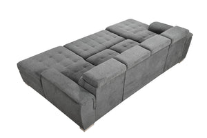 English Elm U U Shaped Sleeper Sofa with Pull-Out Bed and Hidden Chaise Storage, Plush Corduroy Comfort Dark Gray W1417S00081