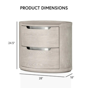 English Elm Modern Matte Two-drawer Nightstand with Dovetail Joints and Felt-lined Storage Light Gray B2741P431070