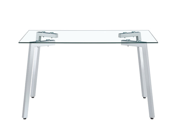 English Elm Glass Dining Table with 8mm Tempered Top Clear Rectangular Surface for Modern Spaces W370P193589