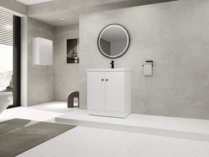 English Elm 30" Modern Freestanding Bathroom Vanity with Resin Sink, Soft-Close Doors, Adjustable Shelf, Durable Plywood Finish White W999S00271