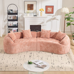 English Elm Pink Curved Compressed Sofa — Nordic Soft Foam & Spring Seating, Easy Setup, Stylish Centerpiece W3612S00010