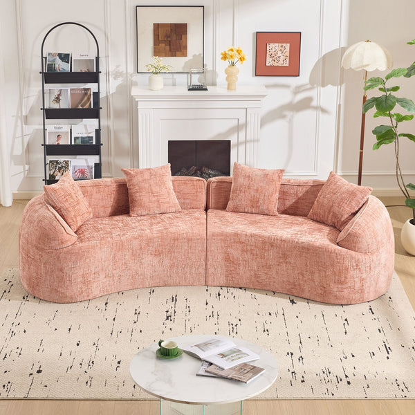 English Elm Pink Curved Compressed Sofa — Nordic Soft Foam & Spring Seating, Easy Setup, Stylish Centerpiece W3612S00010