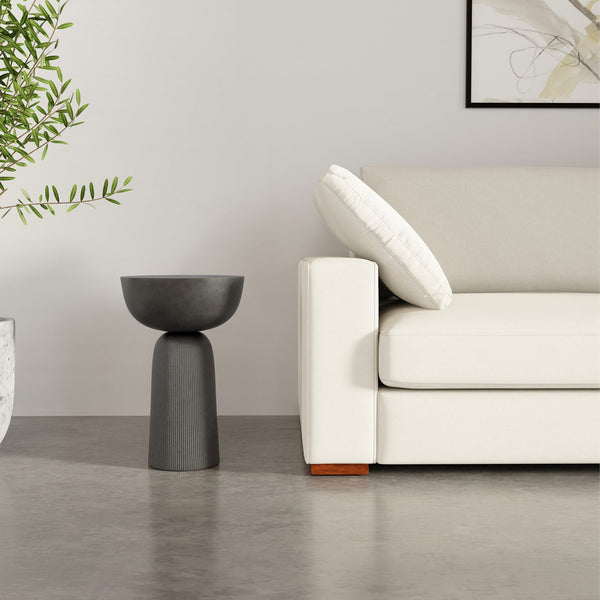 English Elm Hughes Cast Aluminum Side Table - Hand-Finished Black Nickel Tulip Design, Versatile 23.6" Height B136P239034