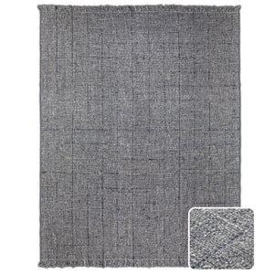 English Elm Tenney Handwoven 8x10 Wool Area Rug in Grey & Blue with Hand-Knotted Fringe, Durable, Plush B136P188399