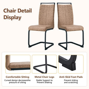 English Elm Table 7-Piece Walnut Grain Dining Set With 6 Brown Chairs, Stylish Storage & Modern Comfort Features W1151S04280-GIGA