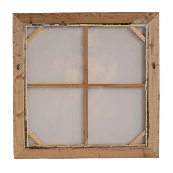 English Elm 39.4x39.4" Hand-painted Floral Canvas White Rose Art in Distressed Pine Frame W2078P481781