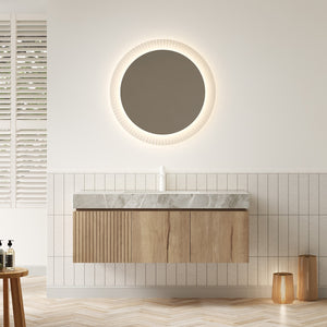 English Elm MURI Wall-Mounted 48" Bathroom Vanity with Durable Sintered Stone Top, Ceramic Basin, Soft-Close Light Gray,White Oak W2615S00229