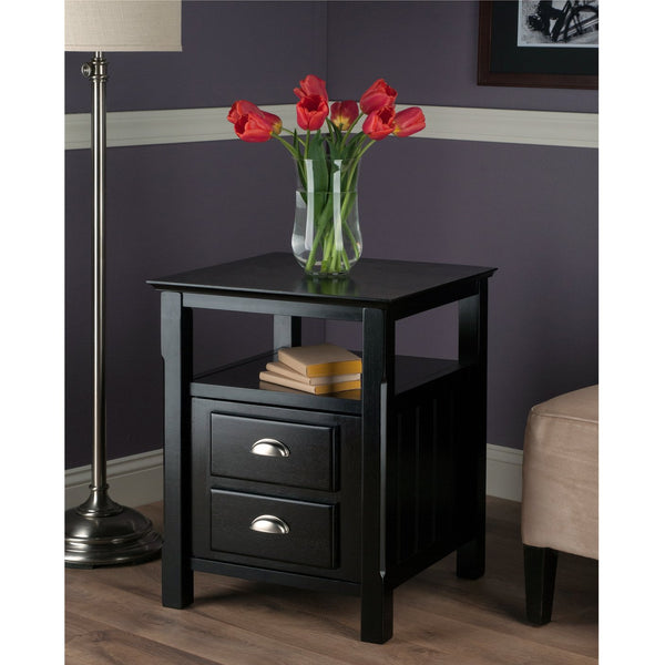Winsome Wood Timber Nightstand With Drawer & Shelf - Elegant Black Accent Table For Bedroom Or Living Room Use Black Solid ,Composite Wood 20920-winsome-wood