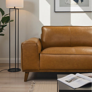 English Elm Kerrville Top Grain Leather Sectional Sofa with Chaise Mid-century Walnut Leg Design B183S00215