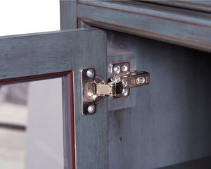 English Elm Americana Distressed Blue Buffet Cabinet with Glass Doors and Antique Pewter Hardware B108P411433