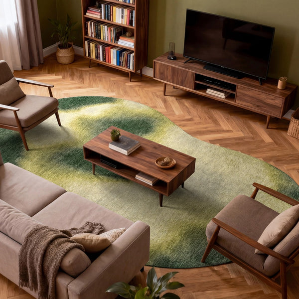 Louis de Poortere Meditation Collection Aquarelle Watercolor Area Rug Artful Organic Accent for Living Rooms Leaf 7'9 x 11'2 120029