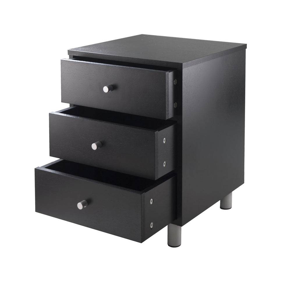 Winsome Wood Daniel Nightstand With 3 Drawers - Sleek Black & Slate Gray Accent Table For Bedroom Or Living Room Black ,Slate Gray Composite Wood 20933-winsome-wood