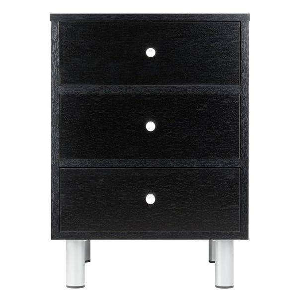 Winsome Wood Daniel Nightstand With 3 Drawers - Sleek Black & Slate Gray Accent Table For Bedroom Or Living Room Black ,Slate Gray Composite Wood 20933-winsome-wood