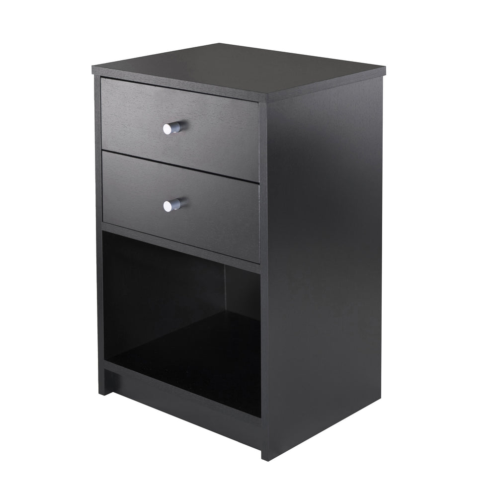Winsome Wood Ava Accent Table With 2 Drawers & Open Shelf - Stylish Black Nightstand For Living Room Or Bedroom Black Composite Wood 20936-winsome-wood