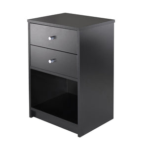 Winsome Wood Ava Accent Table With 2 Drawers & Open Shelf - Stylish Black Nightstand For Living Room Or Bedroom Black Composite Wood 20936-winsome-wood